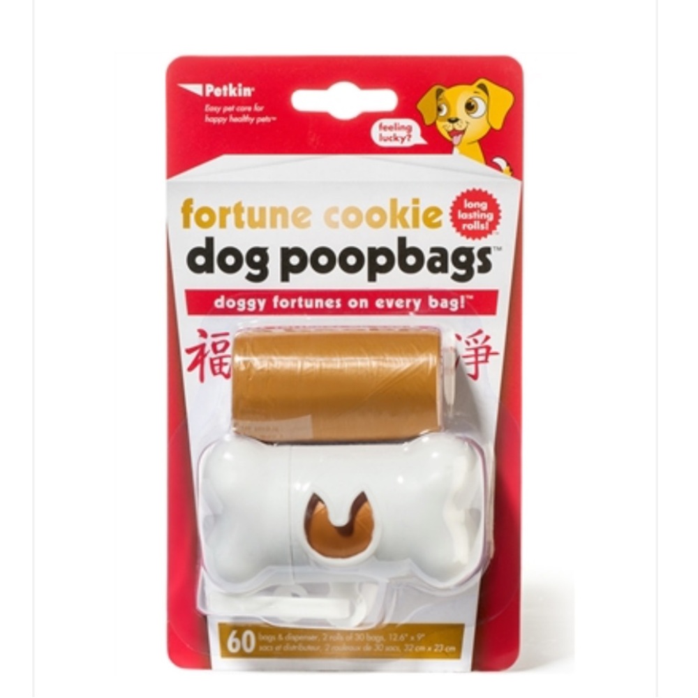 Petkin Fortune Cookie 60 Count Dog Poopbags With Holder & Attachment New Sealed